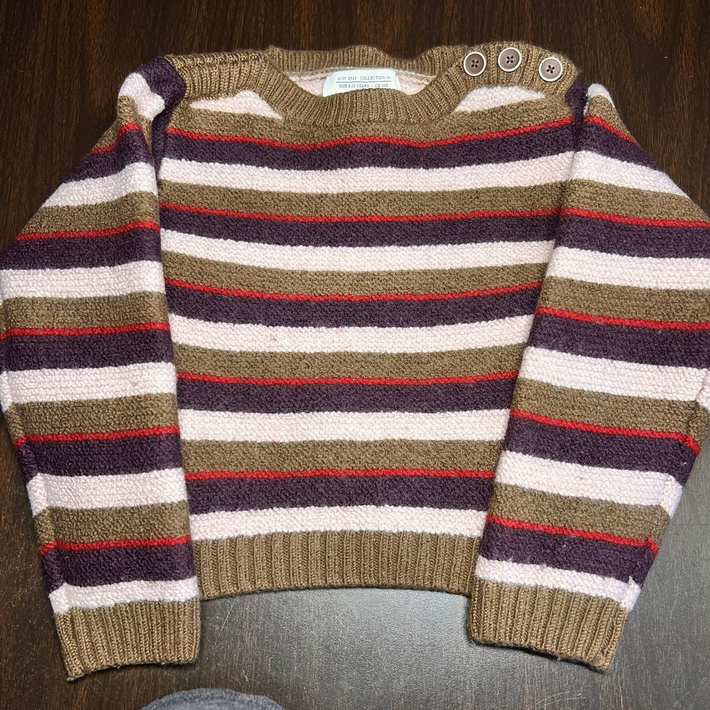 ZARA Kids Wool Striped Sweater‎ Toddler Girls Heavyweight 100% Wool *PLEASE READ